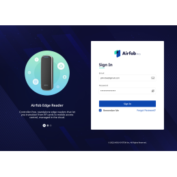 Login window portal Airfob Pro